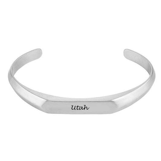 Engraved Men's Narrow Cuff Bracelet Utah's Customization