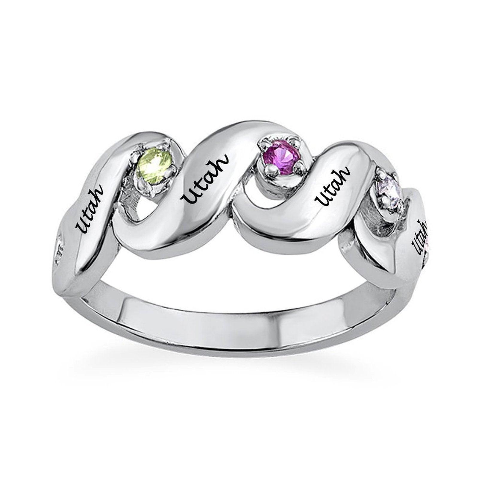 Engraved Name birthstone Ring Utah's Customization