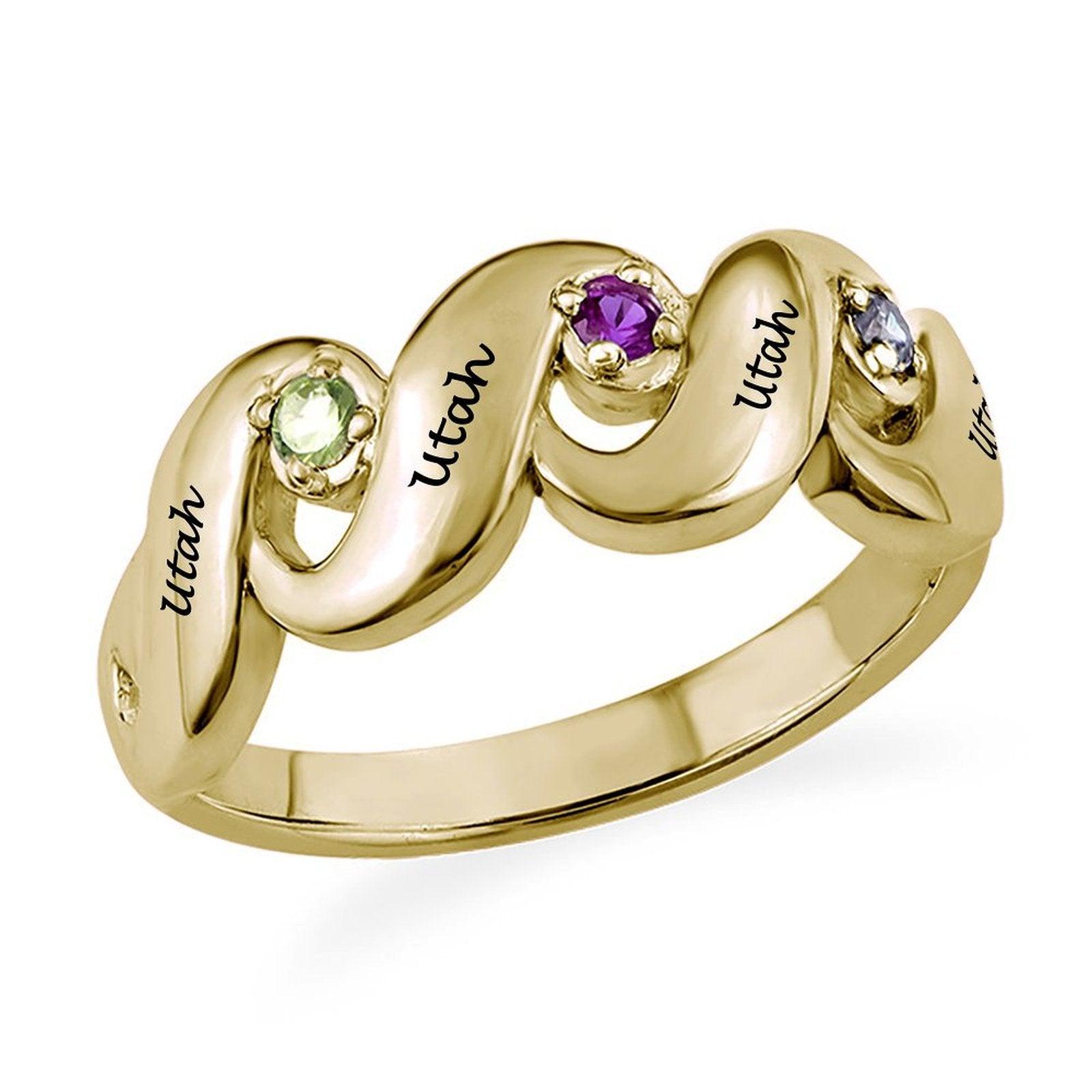 Engraved Name birthstone Ring Utah's Customization