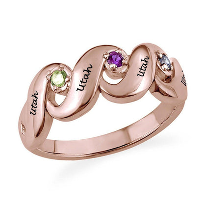 Engraved Name birthstone Ring Utah's Customization