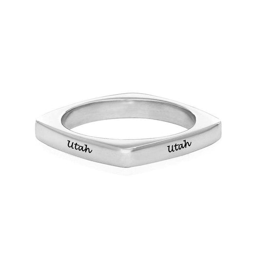 Engraved Square Ring Utah's Customization