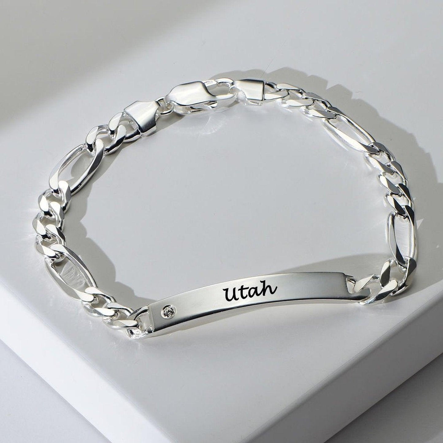 Engraved Strip Diamond Bracelet Utah's Customization