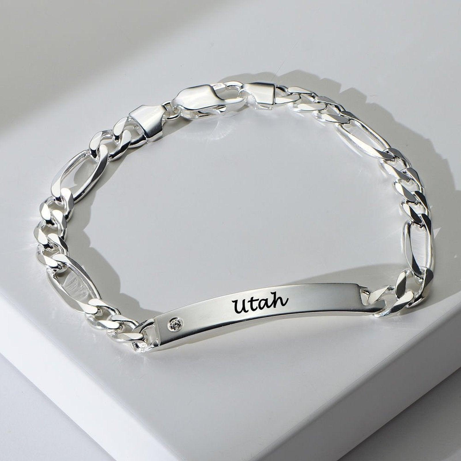 Engraved Strip Diamond Bracelet Utah's Customization