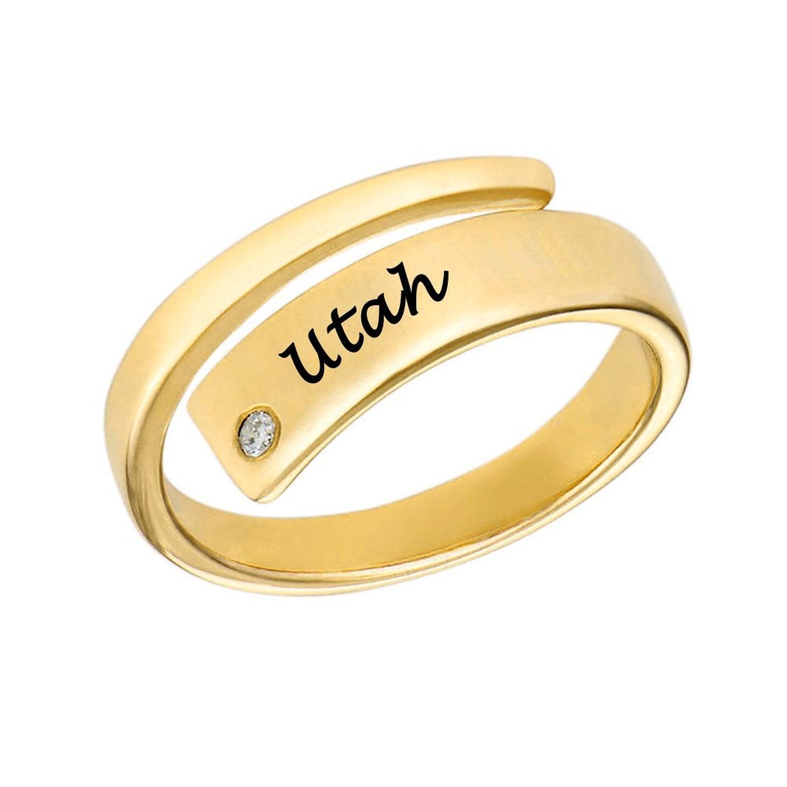 Engraved Wrapped Name Ring Utah's Customization