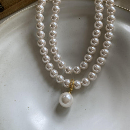 Double Stacked Pearl Necklace