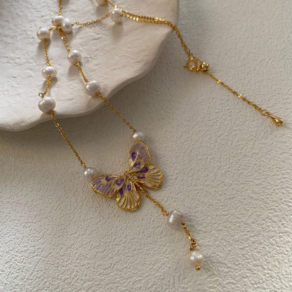 New Chinese butterfly wing pearl necklace