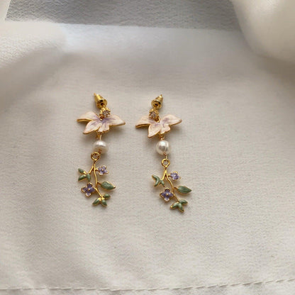 Enamel New Chinese Freshwater Pearl Earrings