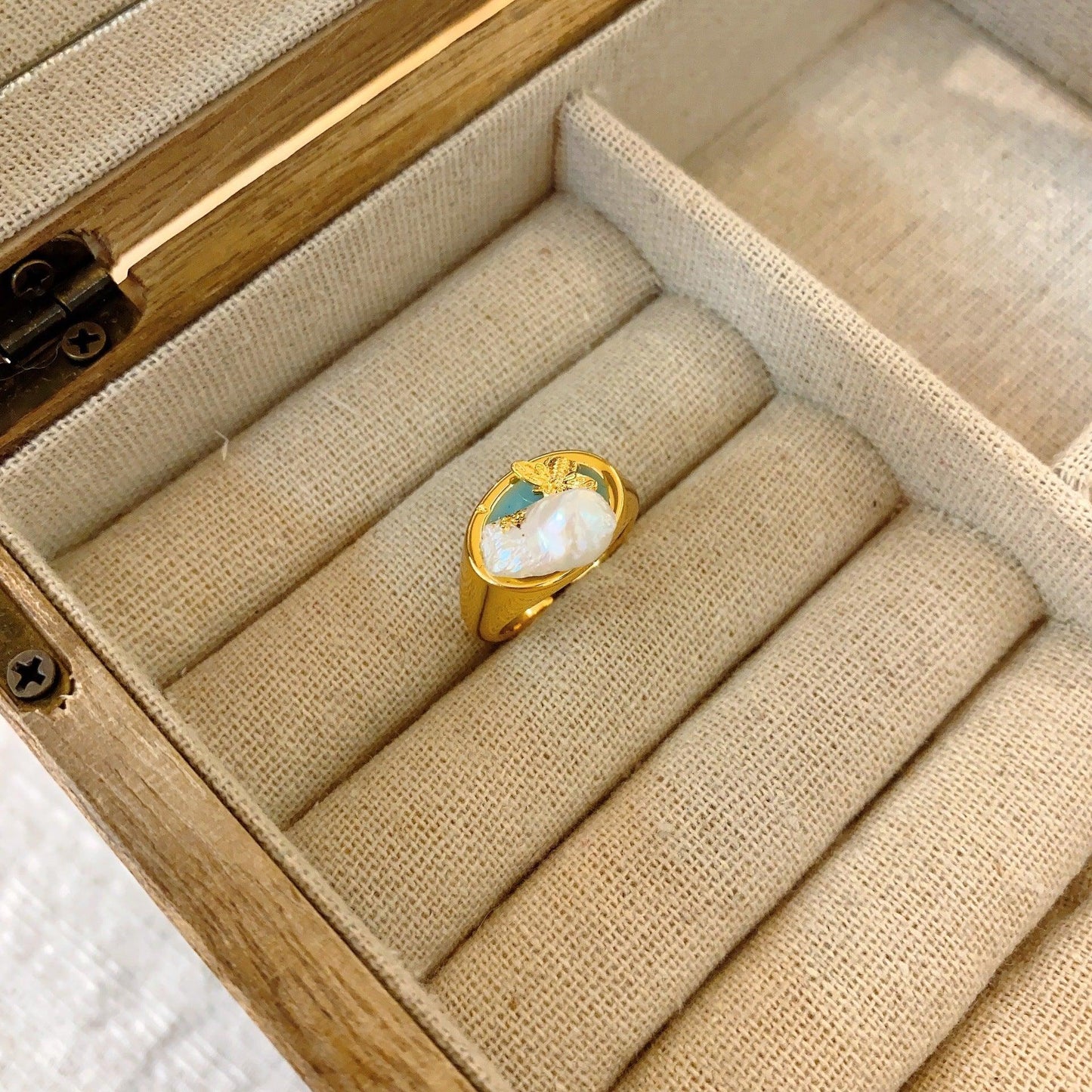 Baroque Irregular Freshwater Pearl Open Ring