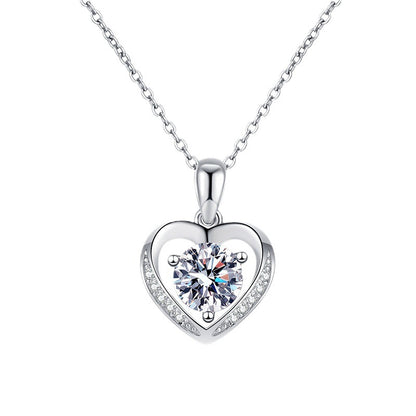 S925 Eternal Heart Silver Pendant Moissanite Clavicle Chain