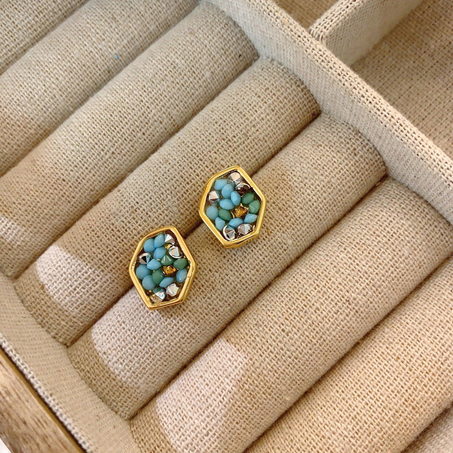 irregular geometric stud earrings