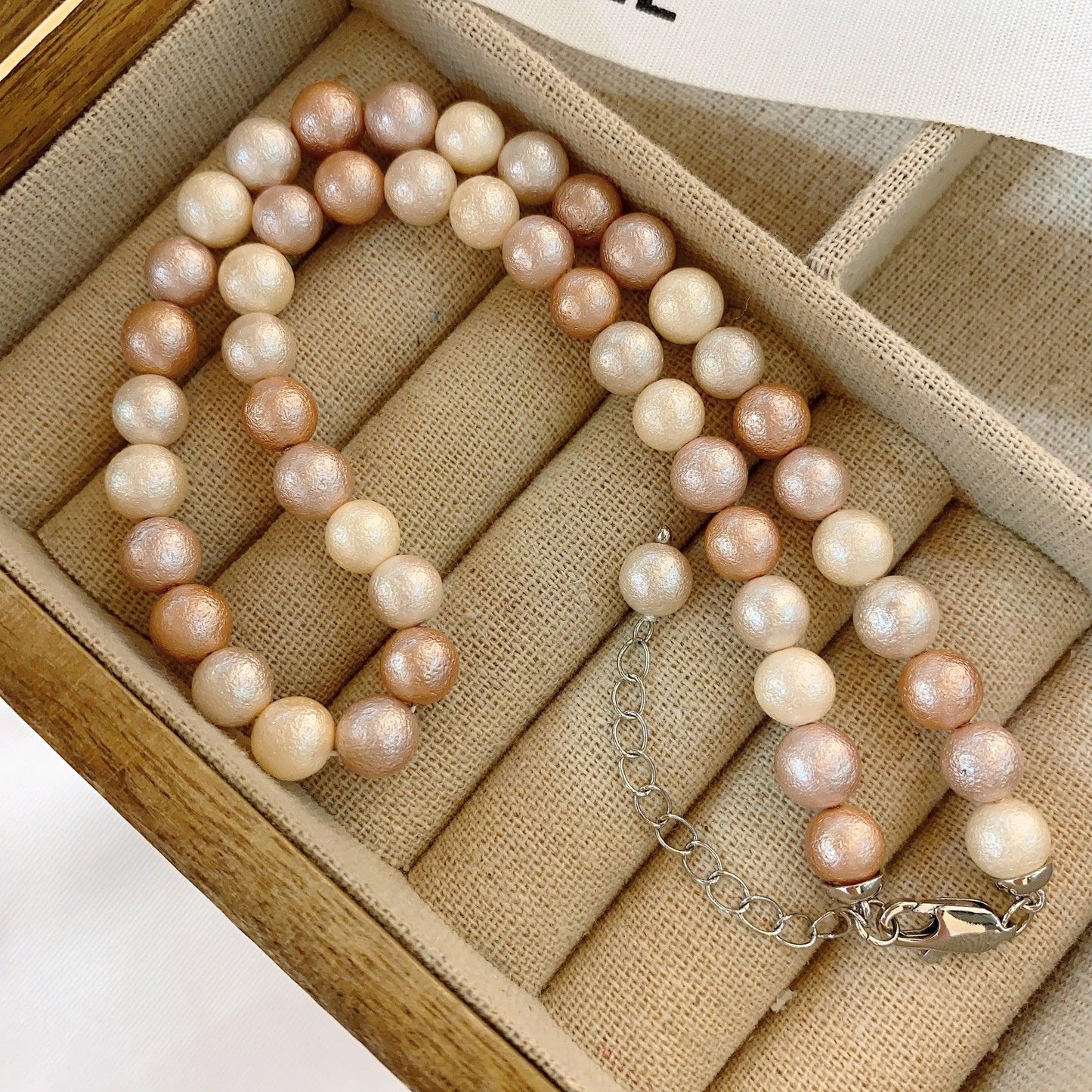 Pink Cotton Pearl Necklace