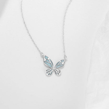 Butterfly luminous sterling silver 925 necklace