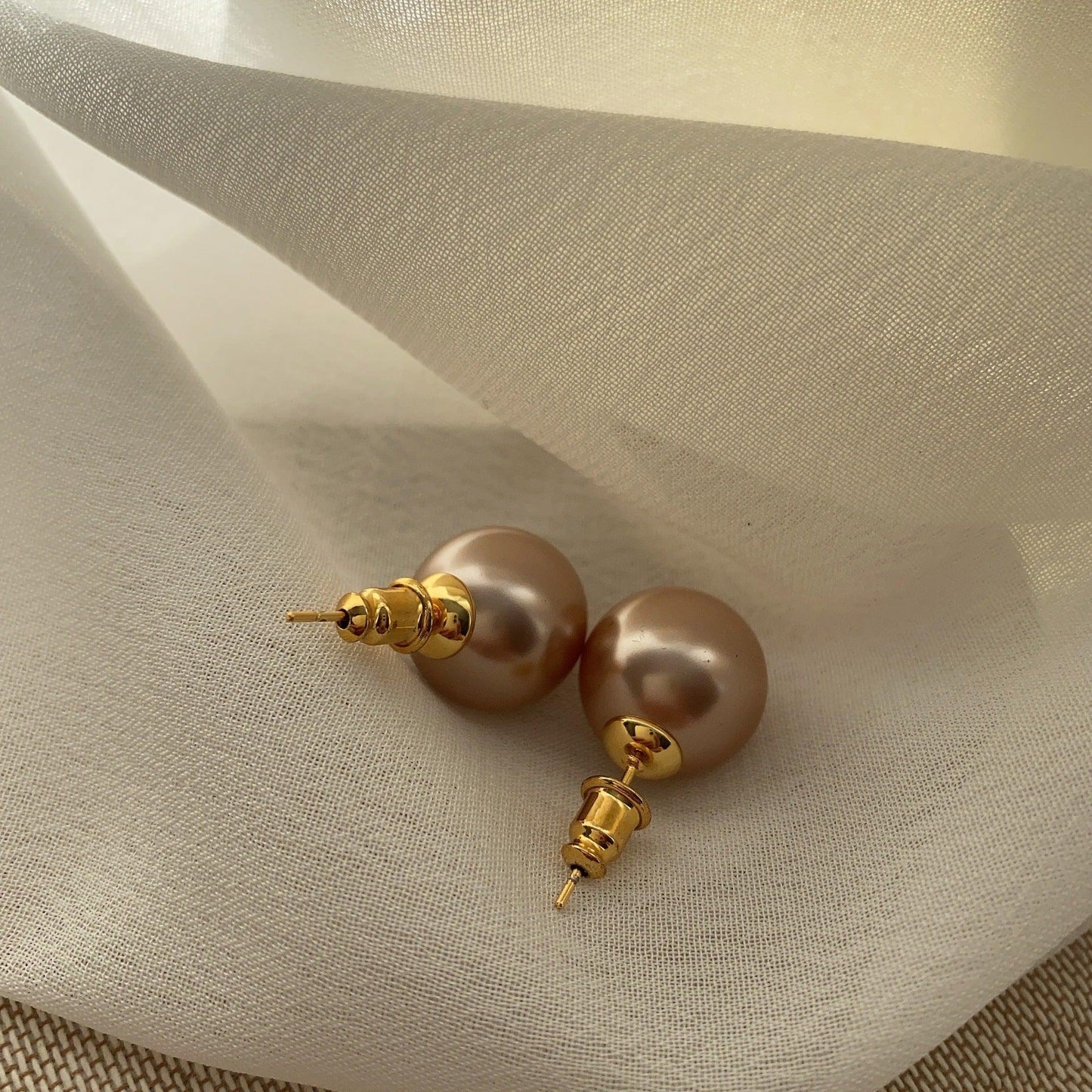 French pearl stud earrings