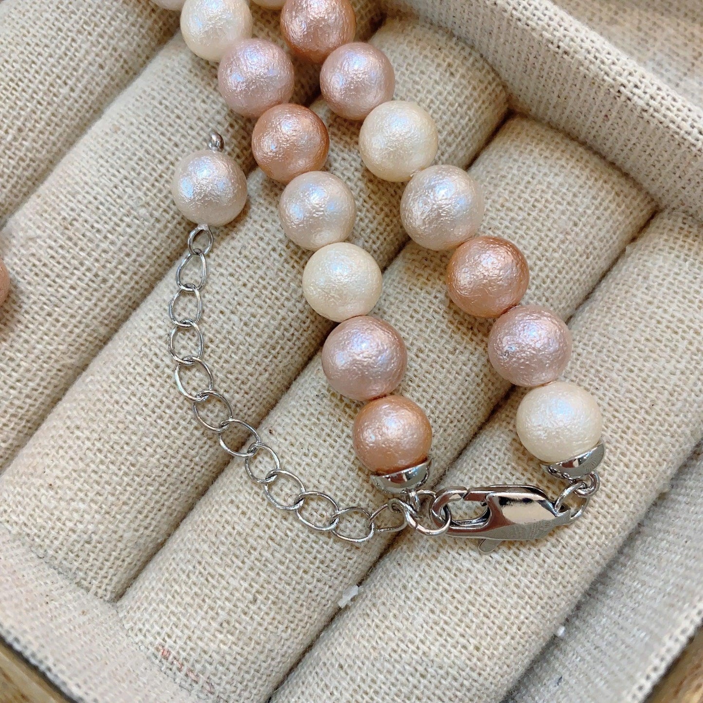 Pink Cotton Pearl Necklace