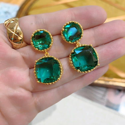 French retro emerald earrings