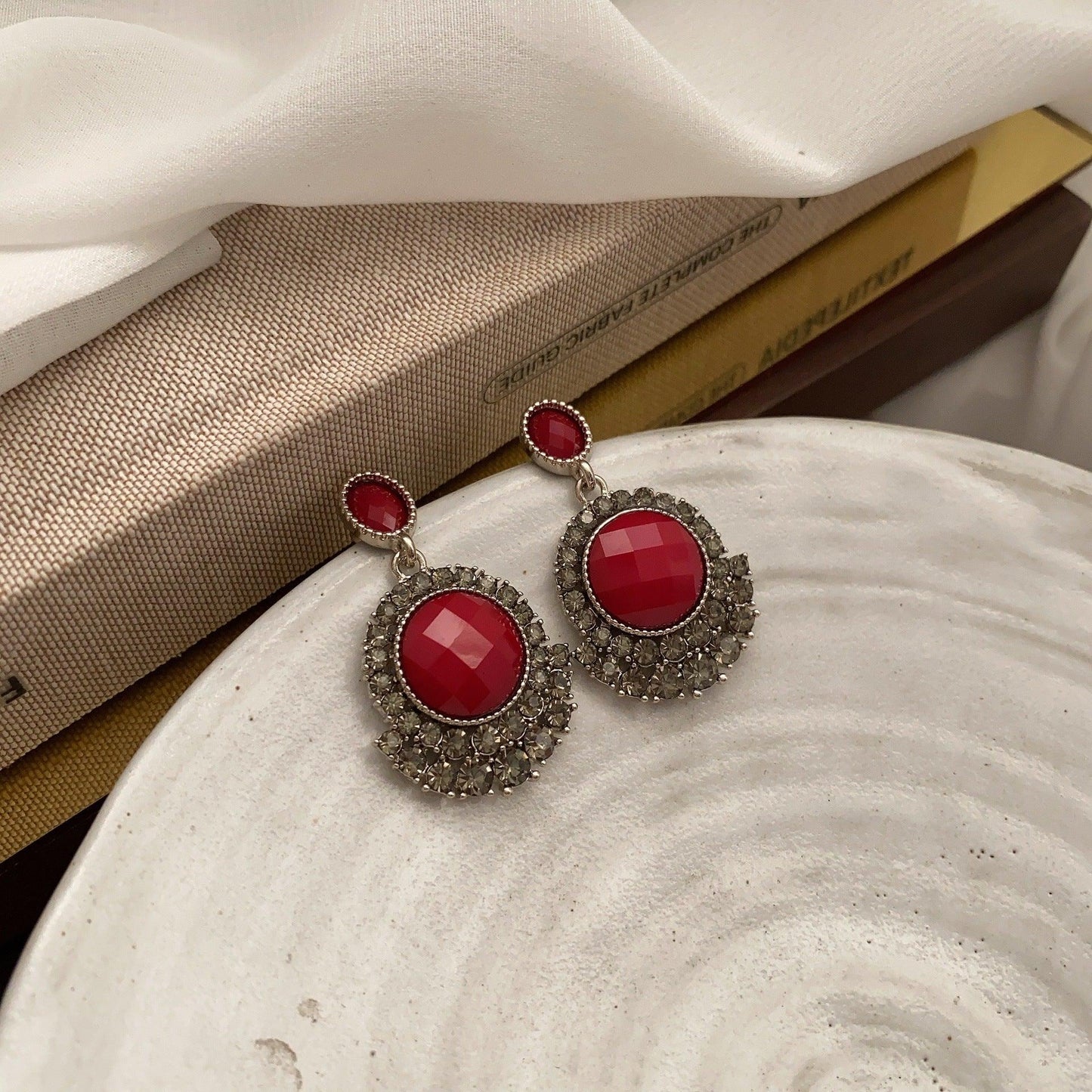 Baroque red earrings.