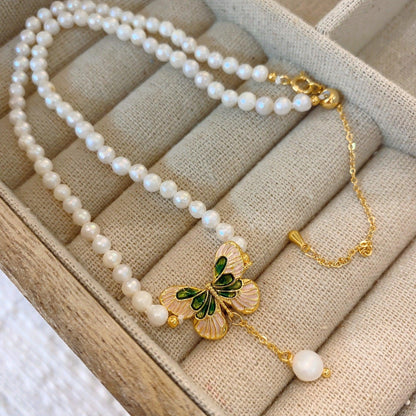 Baroque Pearl Tassel Butterfly Necklace