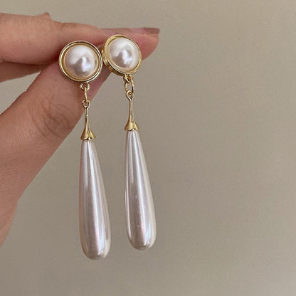 high-end pearl pendant earrings