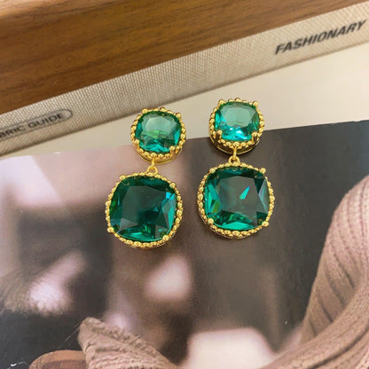 French retro emerald earrings