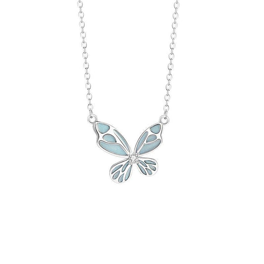 Butterfly luminous sterling silver 925 necklace