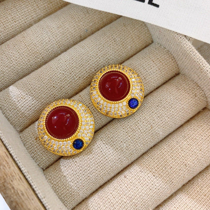 vintage ruby dense inlaid haute couture full diamond earrings