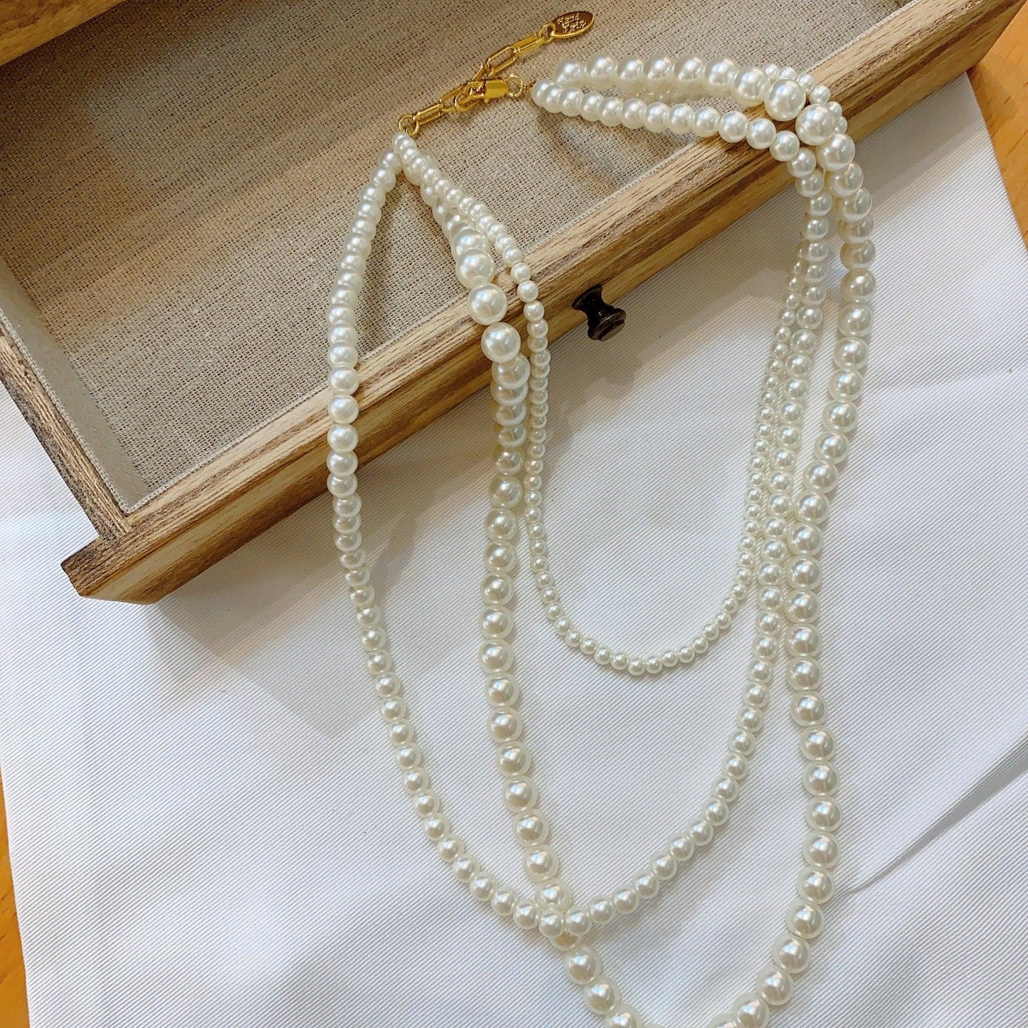 Stacked pearl necklace