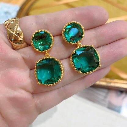 French retro emerald earrings