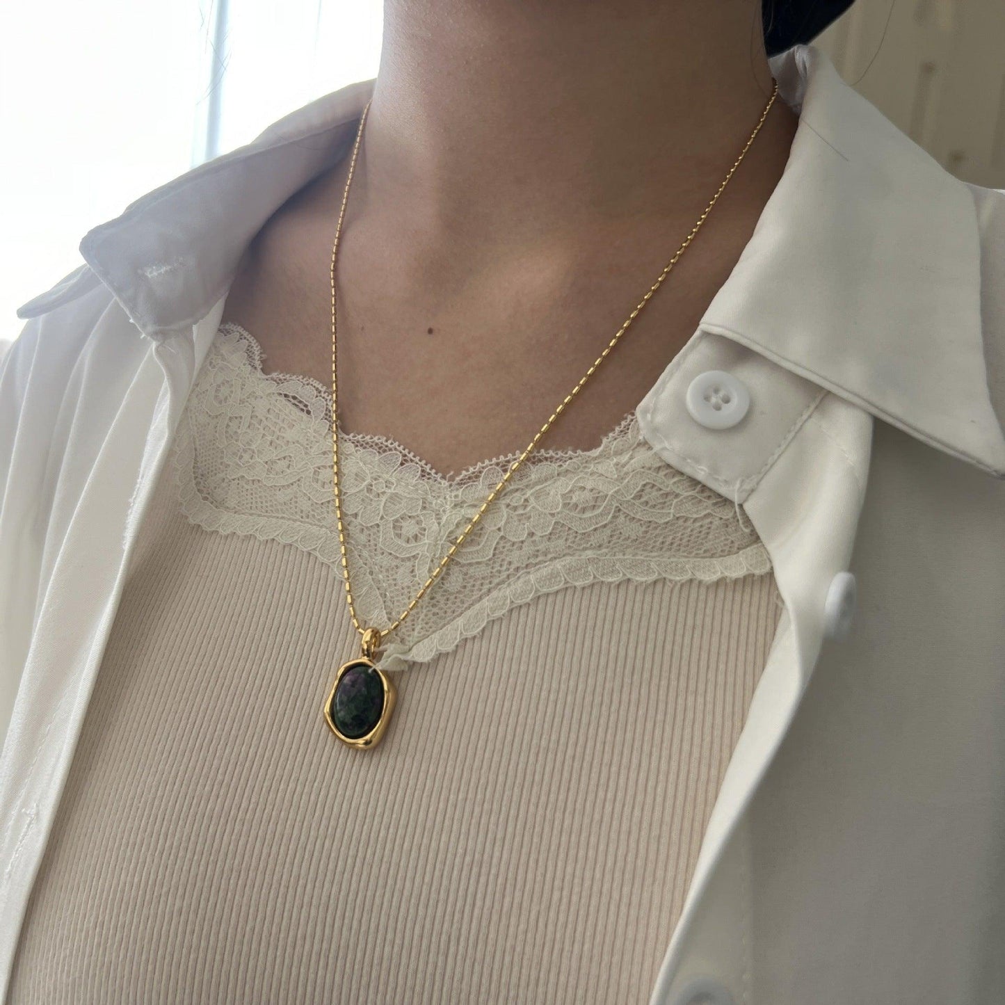 French retro agate necklace