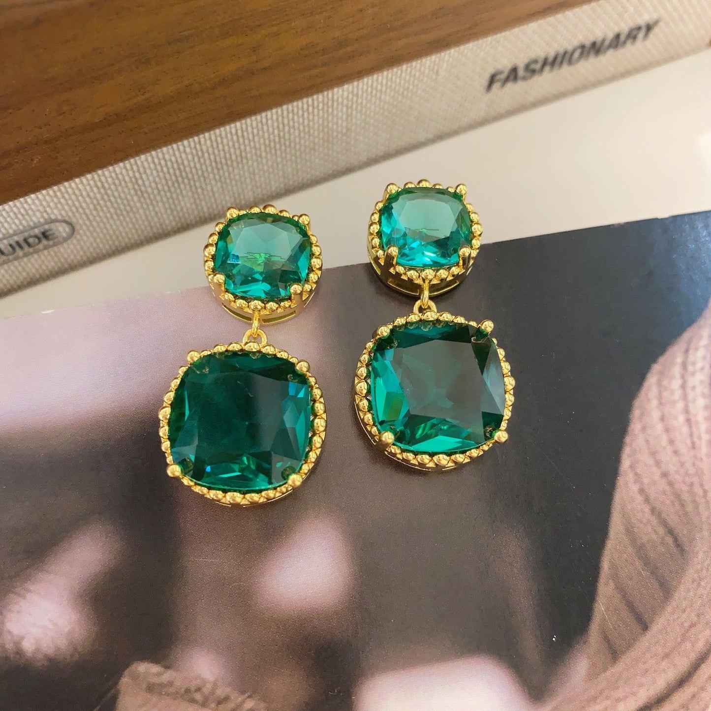 French retro emerald earrings