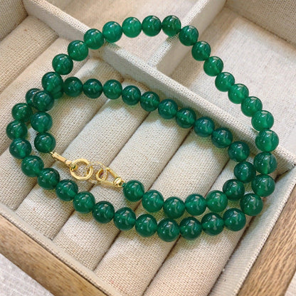 Oriental charm green agate beads