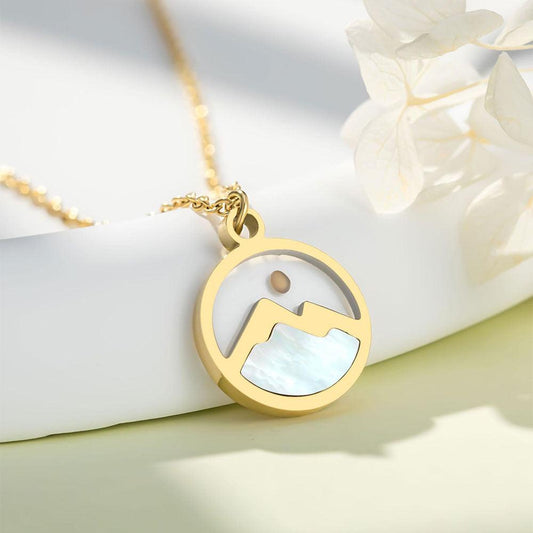 cross round mountain pendant necklace