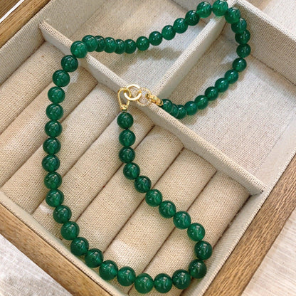 Oriental charm green agate beads