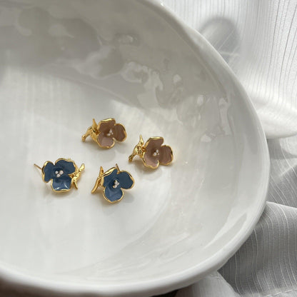 Vintage French Oil Drop Flower Earrings