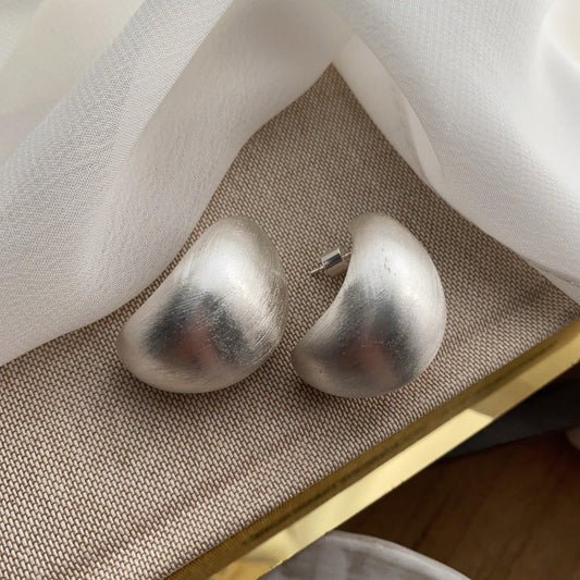 French Silver Brushed Textured Earrings