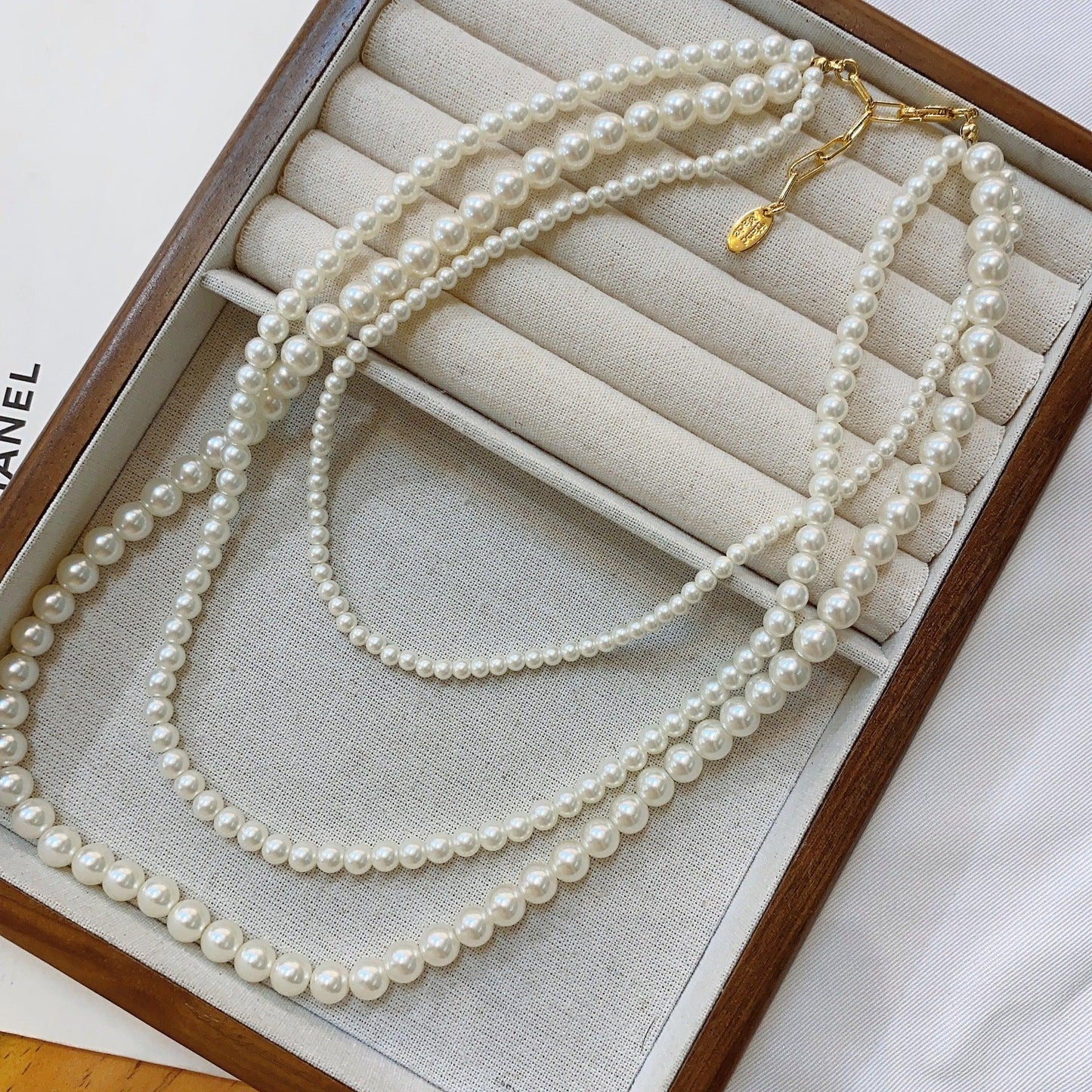 Stacked pearl necklace