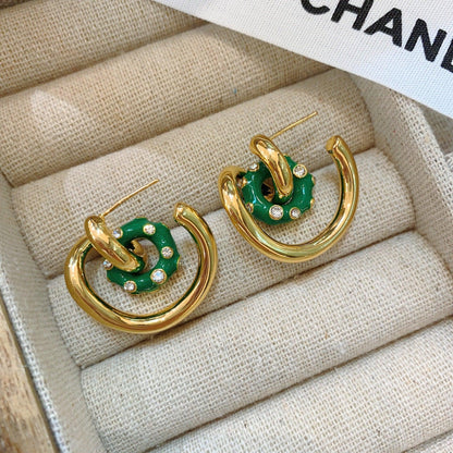 French contrasting color C-ring earrings