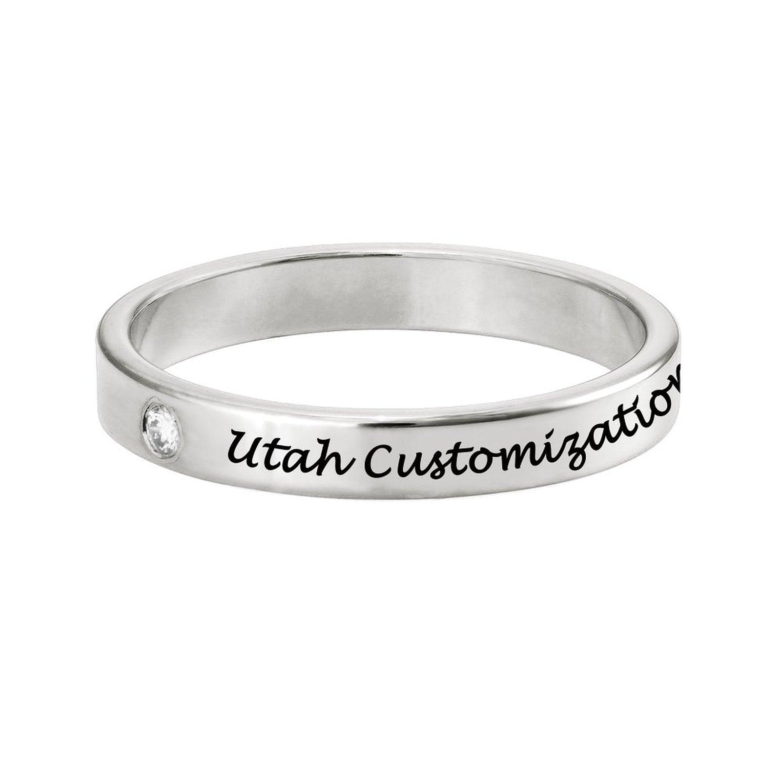 Personalized Name Ring with Birthstone Utah's Customization