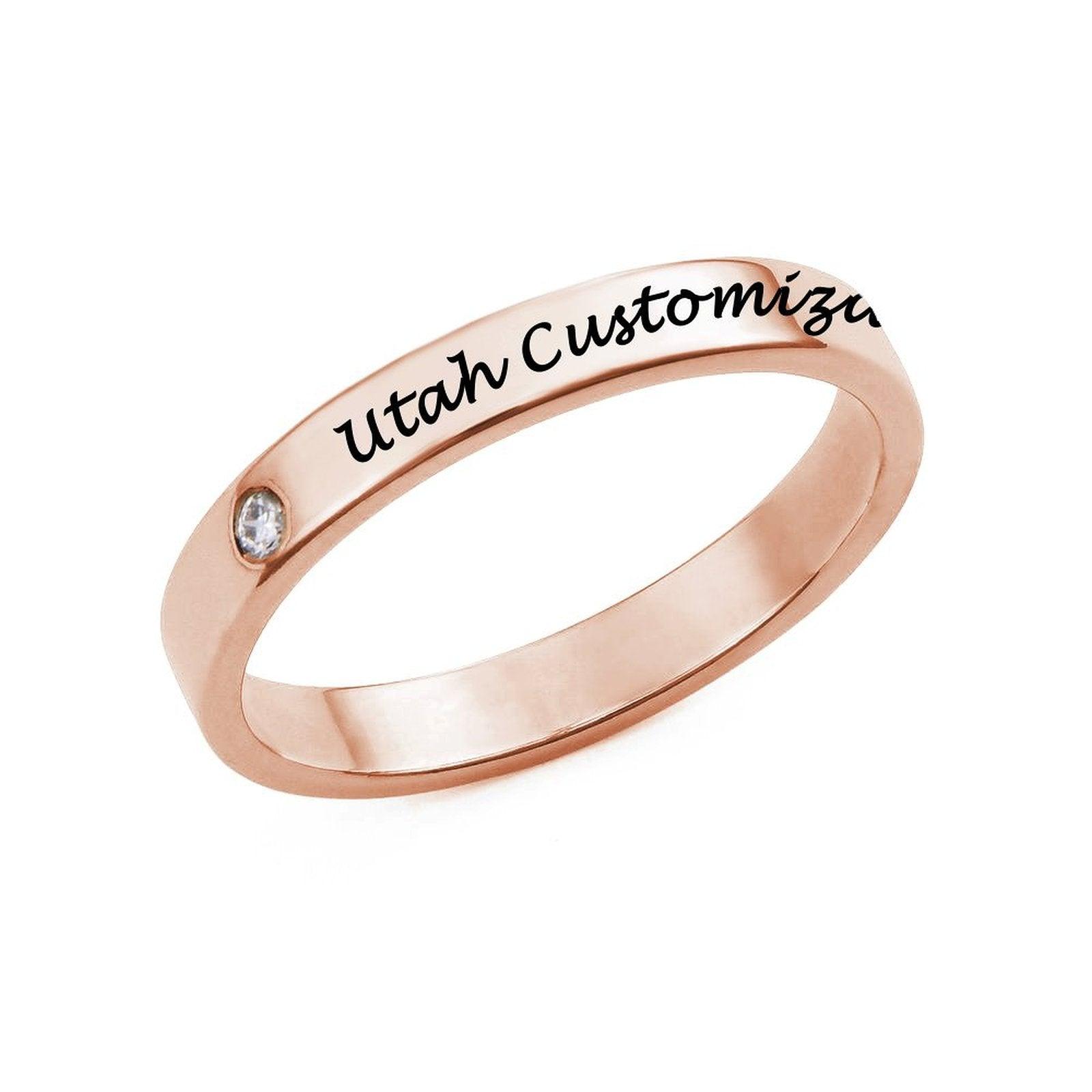 Personalized Name Ring with Birthstone Utah's Customization