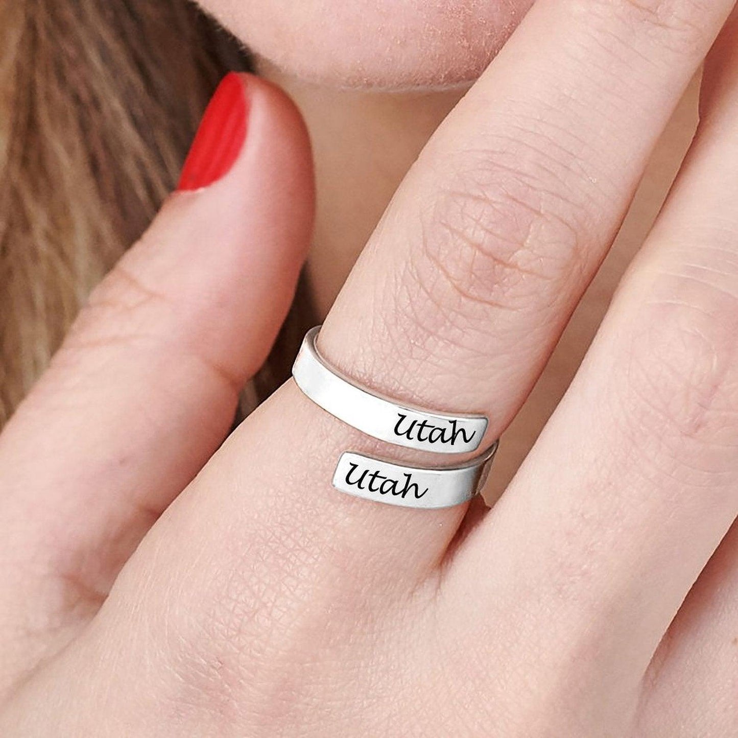 Personalized engraved Wrap Ring Utah's Customization