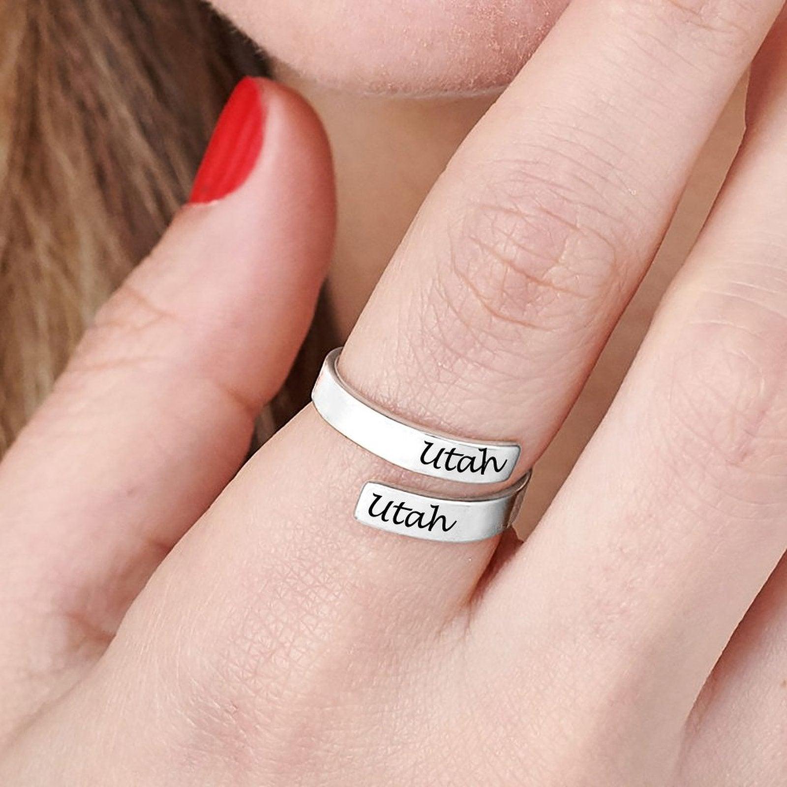 Personalized engraved Wrap Ring Utah's Customization